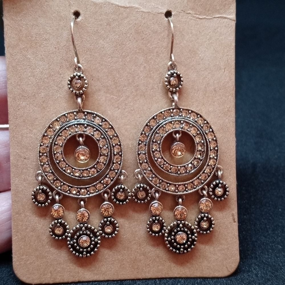 Monet statement earrings pink crystal costume jewelry